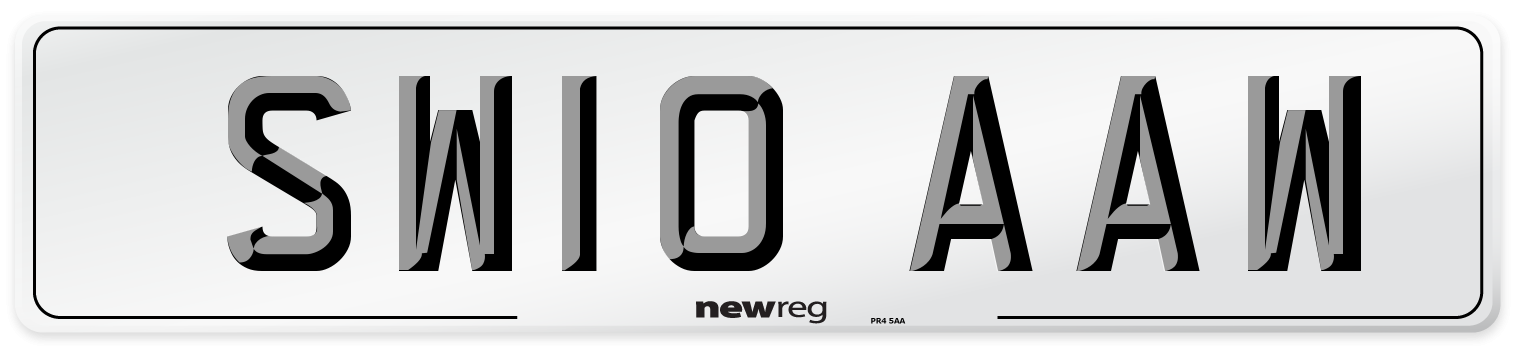 SW10 AAW Number Plate from New Reg